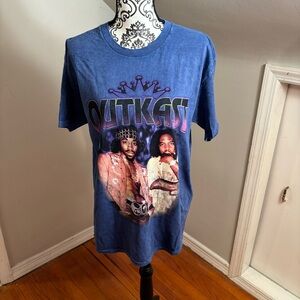 NWOT OutKast T Shirt Size L Blue Short Sleeve Acid Wash Rap Tee